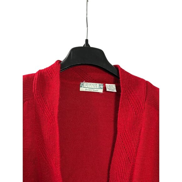 Braemar Petites By Jeremy Scott Red Acrylic Wool Blend Cardigan M Shoulder Pads - Picture 3 of 6